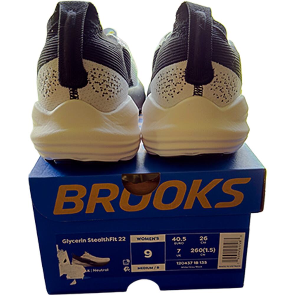 Brooks Glycerin StealthFit 22 Running Shoes 120437 White/Black Women's 9M NIB - Picture 2 of 10